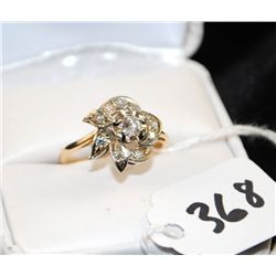 VINTAGE LADIES 14K WHITE GOLD DIAMOND RING  SET WITH ELEVEN ROUND FULL CUT DIAMONDS -  WEIGHS 3.3 GR