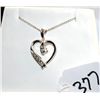 Image 1 : HEART SHAPED DIAMOND SILVER PENDANT WITH  SEVEN ROUND DIAMONDS - APPRAISED RETAIL  REPLACEMENT IS $2