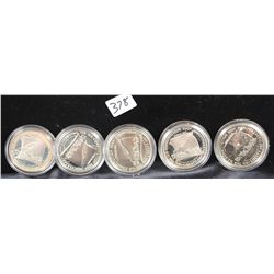 FIVE $1 SILVER (90%) COMMEMORATIVE COINS -  ALL "WE THE PEOPLE" - SOLD PER COIN TIMES 5