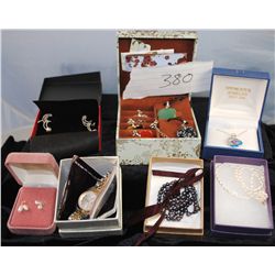 SEVEN NEW PIECES OF JEWELRY IN ORIGINAL BOXES  - LADIEX CITIZENS QUARTZ WATCH WITH PAPERS  AND EXTRA