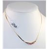 Image 1 : LADIES 14K YELLOW GOLD RUBY AND DIAMOND NECKLACE WITH FIVE MARQUISE CUT RUBIES AND EIGHT DIAMONDS - 