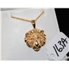 Image 1 : 14K YELLOW GOLD LIONS HEAD PENDANT WITH DIAMOND EYES - WEIGHSN 6.2 GRAMS - APPRAISED RETAIL REPLACEM