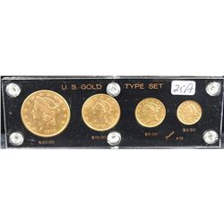 1904 U.S. GOLD TYPE SET - 1904-S $20 GOLD, 1904-0 $10 GOLD, 1904 $5 GOLD AND 1904 $2 1/2 GOLD