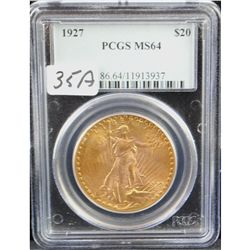 RARE $20 SAINT GAUDENS GOLD COIN - PCGS MS64 (COIN WORLD LISTS A MS64 @ $2,750.00)