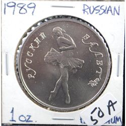 1989 RUSSIAN "BALLERINA" PALLADIUM ONE OUNCE COMMEMORATIVE