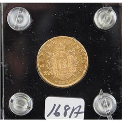 1864 NAPOLEON III $20 FRANCS GOLD COIN