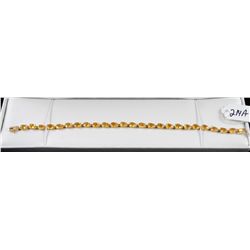 14K YELLOW GOLD LADIES "GOLDEN TOPAZ" BRACELET WITH TWENTY FOUR PEAR SHAPED "GOLDEN TOPAZ" - APPRAIS