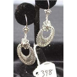 FANCY STERLING SILVER DANGLE EARRINGS