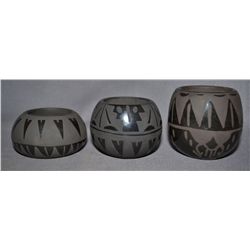 THREE SANTA CLARA POTTERY BOWLS