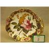 Image 1 : Staffordshire sweetmeat dish with blue and gilt border and handpainted centre flower decoration,...