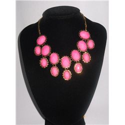 278CTW PINK SUNFLOWER BRASS NECKLACE;18INCH