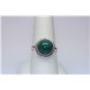 Image 1 : 23.52 CTW EMERALD CABUSHION RING .925 STERLING SILVER