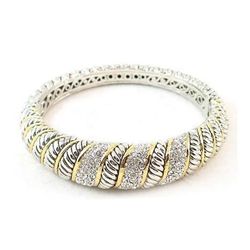 Designer Tu-tone Bold Style Ribbed Bangel Bracelet MWF1