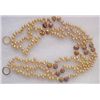 Image 2 : Three strand Champagne Fresh Water Pearl and Brown Coin