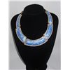 Image 1 : 300CTW 5-SLABS BLUE WATER BRASS NECKLACE; 18INCH
