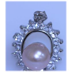 19.85 CTW PEACH PEARL AND CZ PENDANT