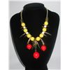 Image 1 : 454CTW YELLOW RED GUMBALLS BRASS NECKLACE;18INCH