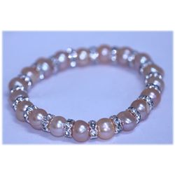 86.10 CTW PEACH PEARL AND CZ BRACELET