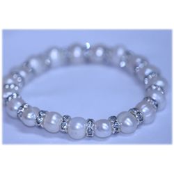100.85 CTW WHITE PEARL AND CZ BRACELET
