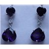 Image 1 : 33.00 CTW AMETHYST AND DIAMOND EARRINGS .925 STERLING S