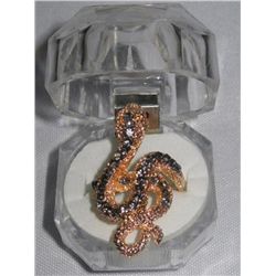 15CTW GRAY PYTHON ADJUSTABLE BRASS RING