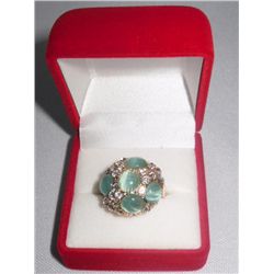 8CTW GREEN CZ ADJUSTABLE BRASS RING