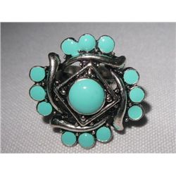6CTW TEAL WHIRL BRASS ADJUSTABLE RING