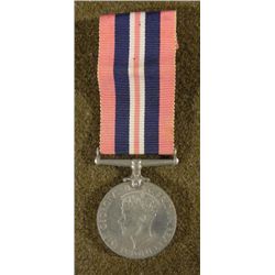 WWII BRITISH MILITARY MEDAL W/RIBBON-KING GEORGE-1939