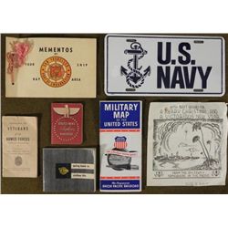 WWII U.S. NAVY LOT & US NAVY LIC PLATE FOR CAR