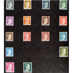 16 Diff German WWII Stamps Hitler, Deutsche Post