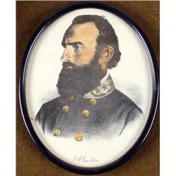 OVAL PRINT IN FRAME: STONEWALL JACKSON IN UNIFORM