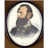 Image 1 : OVAL PRINT IN FRAME: STONEWALL JACKSON IN UNIFORM