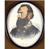 Image 1 : OVAL PRINT IN FRAME: STONEWALL JACKSON IN UNIFORM