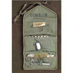 COMPLETE WWII GI SEWING KIT - OD CANVAS AND NUMBERED