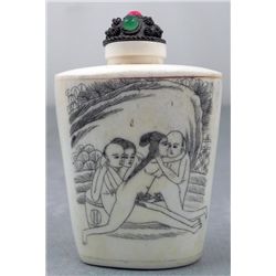 Antique Ivory Erotic Orgy Chinese Snuff Bottle