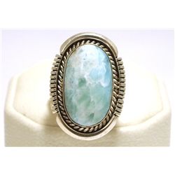 Navajo Larimar Sterling Silver Women's Ring - Eugene Belone