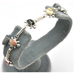 Zuni Multi-Stone Turtle Link Bracelet - Vernon Waikaniwa