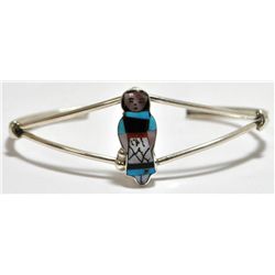 Zuni Multi-Stone Inlay Woman Sterling Silver Cuff Bracelet