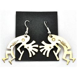 Navajo Brass Kokopelli Earrings - J.