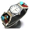 Image 1 : Zuni Multi-Stone Sunface Sterling Silver Men's Watch w/Spinner - Don Dewa