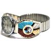 Image 3 : Zuni Multi-Stone Sunface Sterling Silver Men's Watch w/Spinner - Don Dewa