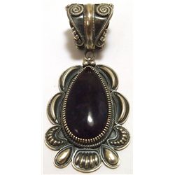 Old Pawn Navajo Dark Sugilite Sterling Silver Pendant - Kirk Smith