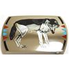 Image 1 : Zuni Multi-Stone Inlay Wolf Sterling Silver Buckle - Dale Edaakie