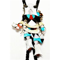 Zuni Multi-Stone Kachina Sterling Silver Bolo Tie - Jonathan Beyuka