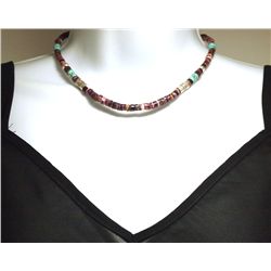 Navajo Spiny Oyster & Turquoise Sterling Silver Necklace - Tommy Singer