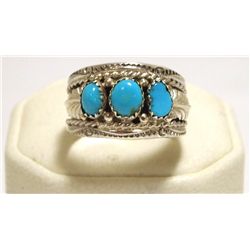 Navajo Turquoise Sterling Silver Men's Ring - Betty Begaye