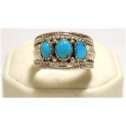 Navajo Turquoise Sterling Silver Men's Ring - Betty Begaye