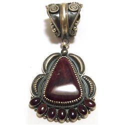 Old Pawn Navajo Purple Spiny Oyster Sterling Silver Pendant - Kirk Smith