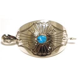 Navajo Turquoise Sterling Silver Hair Barrette - Joann Silver