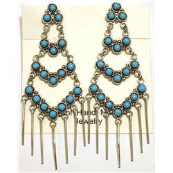 Zuni Turquoise Sterling Silver Post Earrings - Dixie Booqua